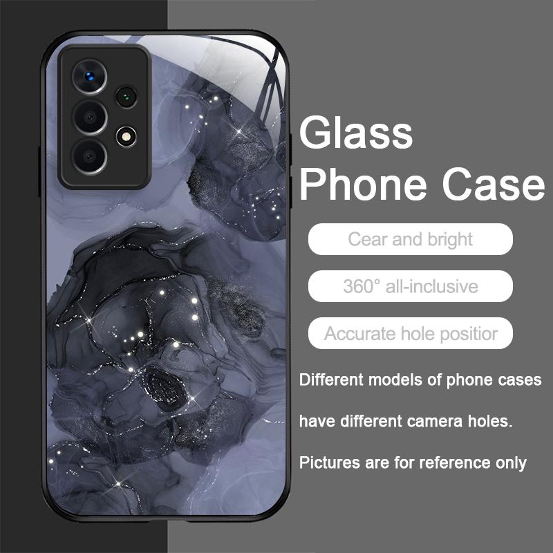 

Luxury Black Rose Flower Graphic Tempered Glass Phone Case for Samsung Galaxy S25 Ultra S24 S23 Plus S22 S21 S20FE A56 A55 Cover SamsungS24 Ultra