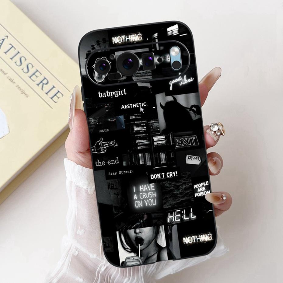 Beautiful Floral Painting Phone Case For Google Pixel 9 Pro 9A Black Silicone Soft Cover For Google Pixel9 9A 9Pro Cases Bumpers