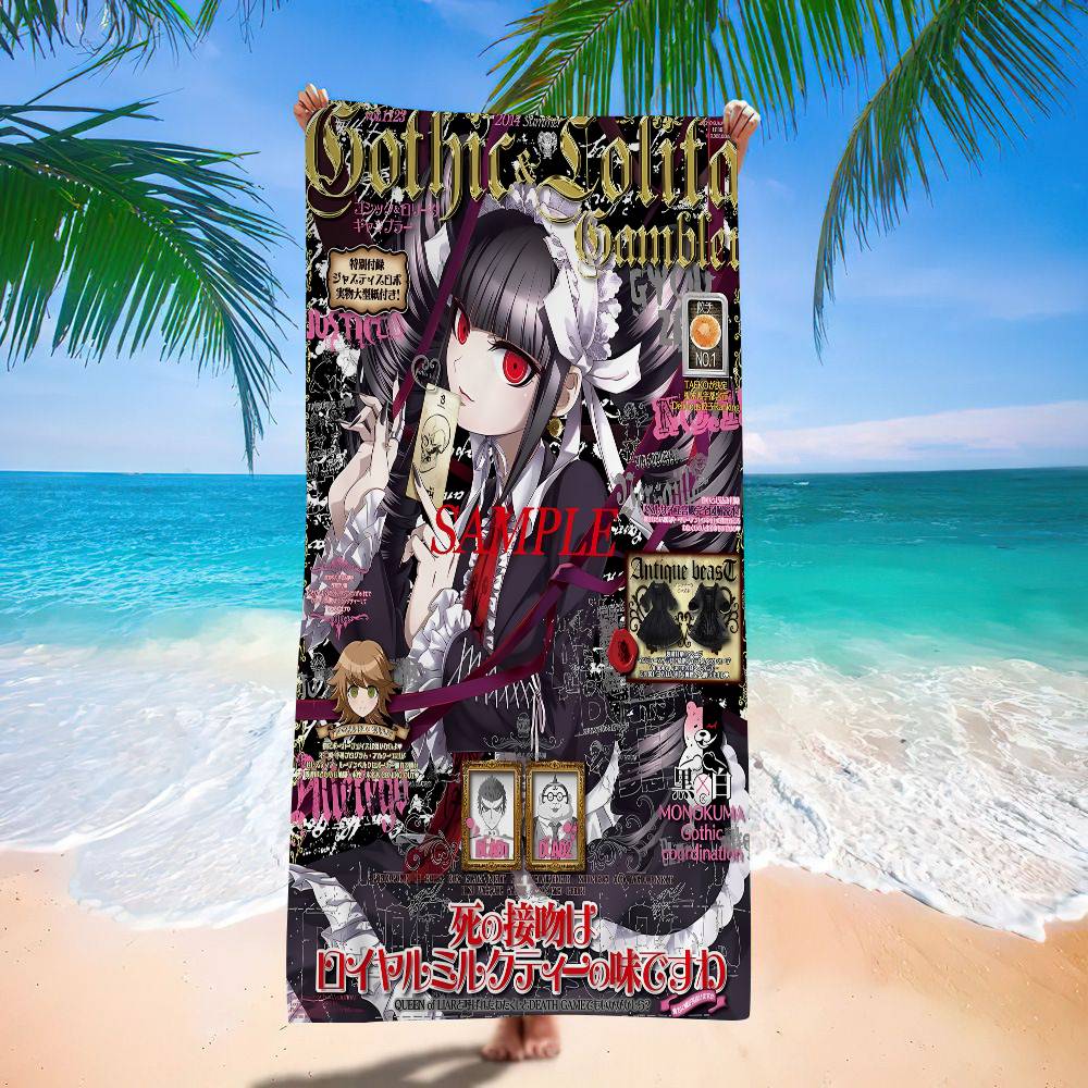 Anime Game D-DanganRonpaS Bath Towel Microfiber Soft Water Absorbing Breathable For Girl Kids Decorative Cartoon Beach Towel