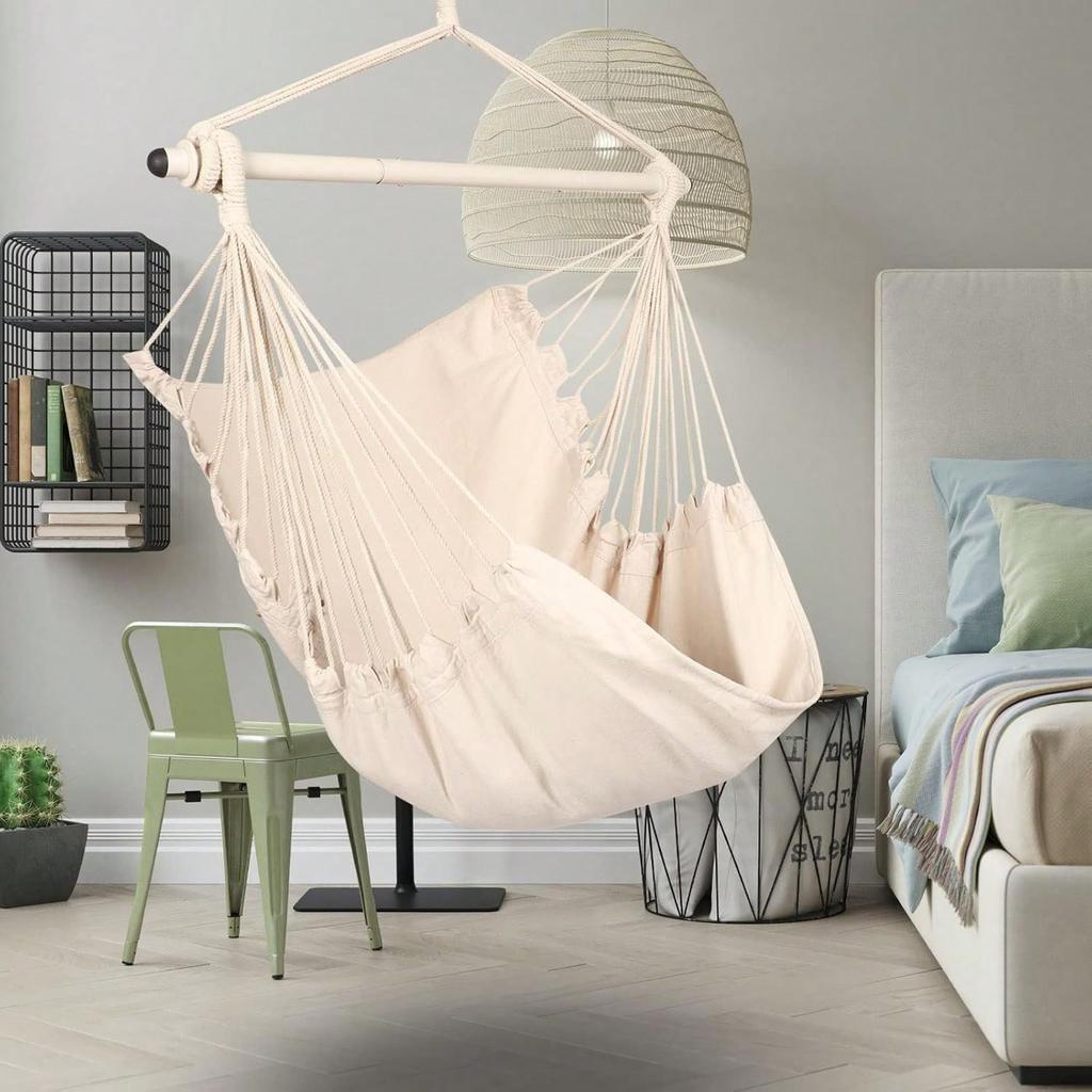 1 Pezzo Sedia Sospesa Comoda, Sedia Amaca Con Ampio Cuscino Spesso, Sedia a Dondolo a Strisce Classiche Adatta Per Camera da Letto, Patio, Balcone