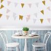 10 Fuß Rosa Weißgold Papier Dreieck Girlande Flagge Wimpelkette Wimpel Banner für Hochzeit Brautparty Geburtstagsfeier Heimdekoration