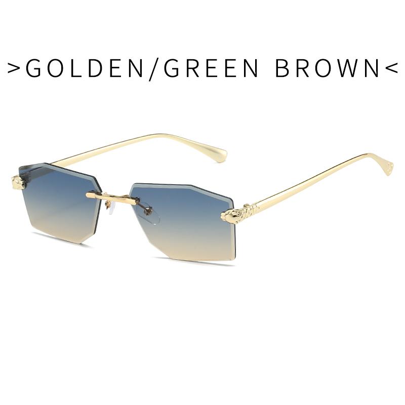 Luxury Frameless Square Sunglasses Men Alloy Frameless Gradient Sun Glasses Women Fashion Retro Polygon Eyewear