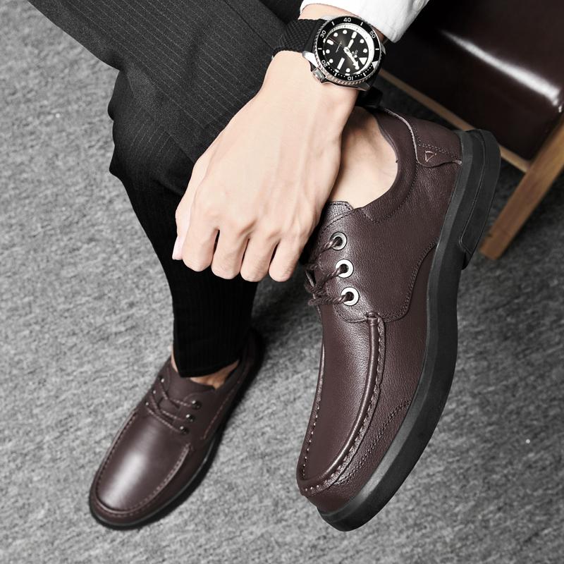 Boty z pravé kůže Pánské Ručně vyráběné Slip On Business Neformální kožené boty Klasické měkké prodyšné pánské boty ploché