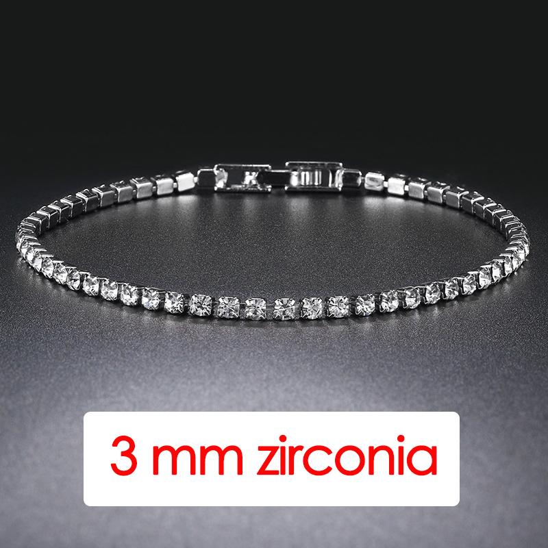 Women's Tennis Bracelet Hip Hop Trendy AAA+ Cubic Zirconia Silver Color Teen Girl Crystal Chain On The Hand Wedding Jewelry H086