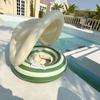 Xiaolu Danish Striped Baby Inflatable Swim Ring with Sunshade and Handles