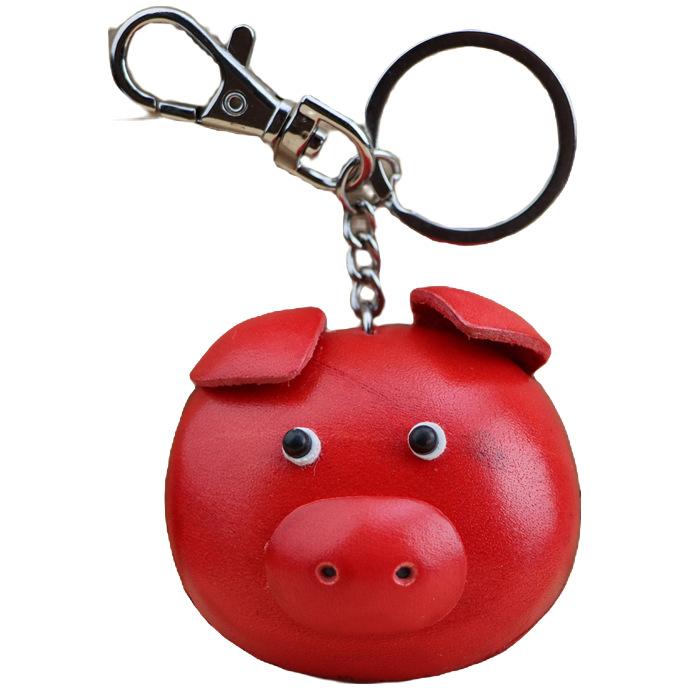 The First Layer Of Cowhide Piggy Keychain Pendant Motorcycle Car Key Chain Accessories Bag Pendant Cute Trendy