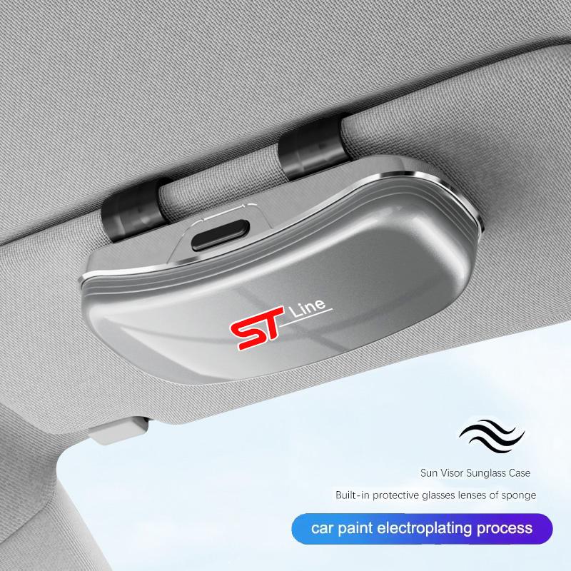 Ford Car Sun Visor Glasses Case Sunglasses Storage Box For Mondeo Focus EURHC8 Taurus Shelby Mustang Fiesta Explorer Puma Edge F150 MAX