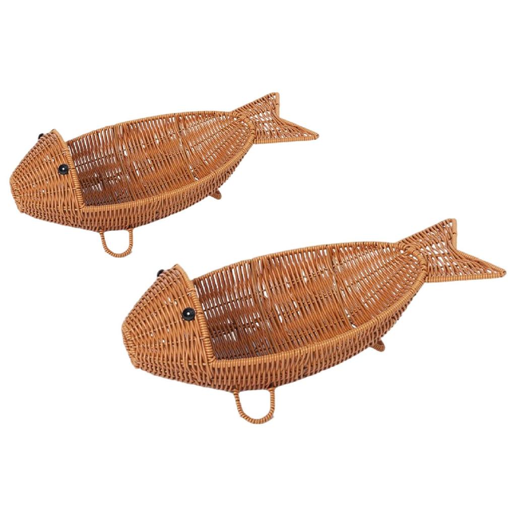 Imitation Rattan Fruit Basket, Creative Fish Shaped Large Capacity Storage Basket, Storage Organizer Serving Holder for Fruits
