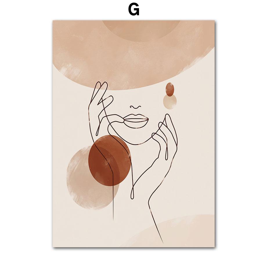 Bohemian Fashion Woman Plant Couple Abstract Lines Nordic Posters Prints Wall Art Canvas Painting Living Room Home Decor