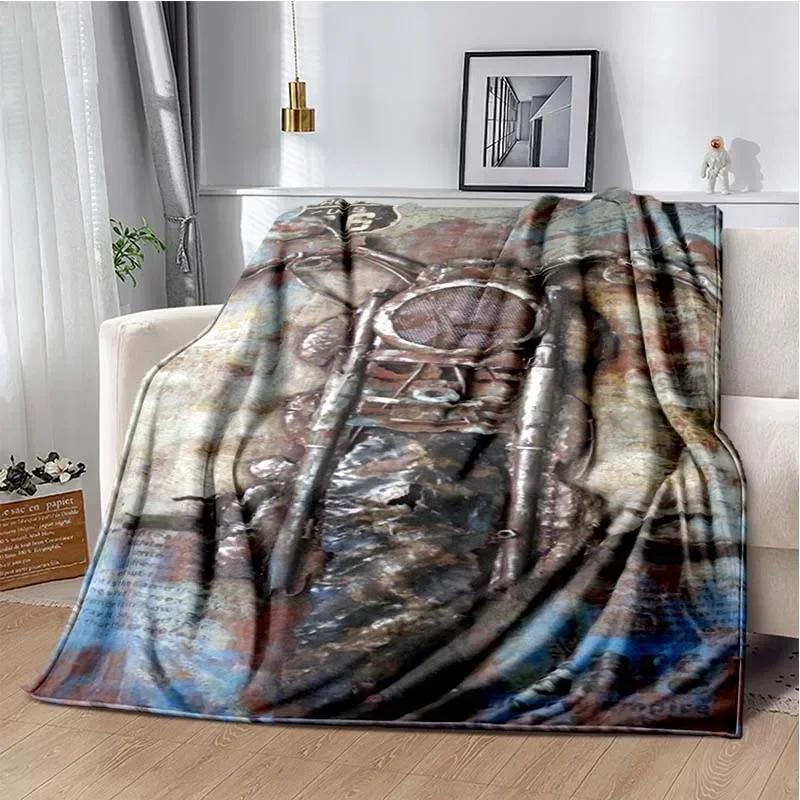 3D retro motorcycle  area Printing Blanket,Fashion Soft Cozy Living room Bedroom Sofa Bed Travel Blanket Birthday Gift