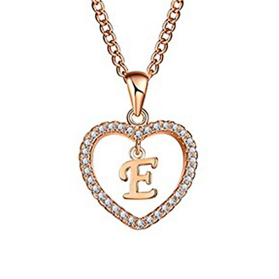 Concise Hollowed Heart Alphabet Unisex Necklace Jewelry Neck Chain Pendant Decor