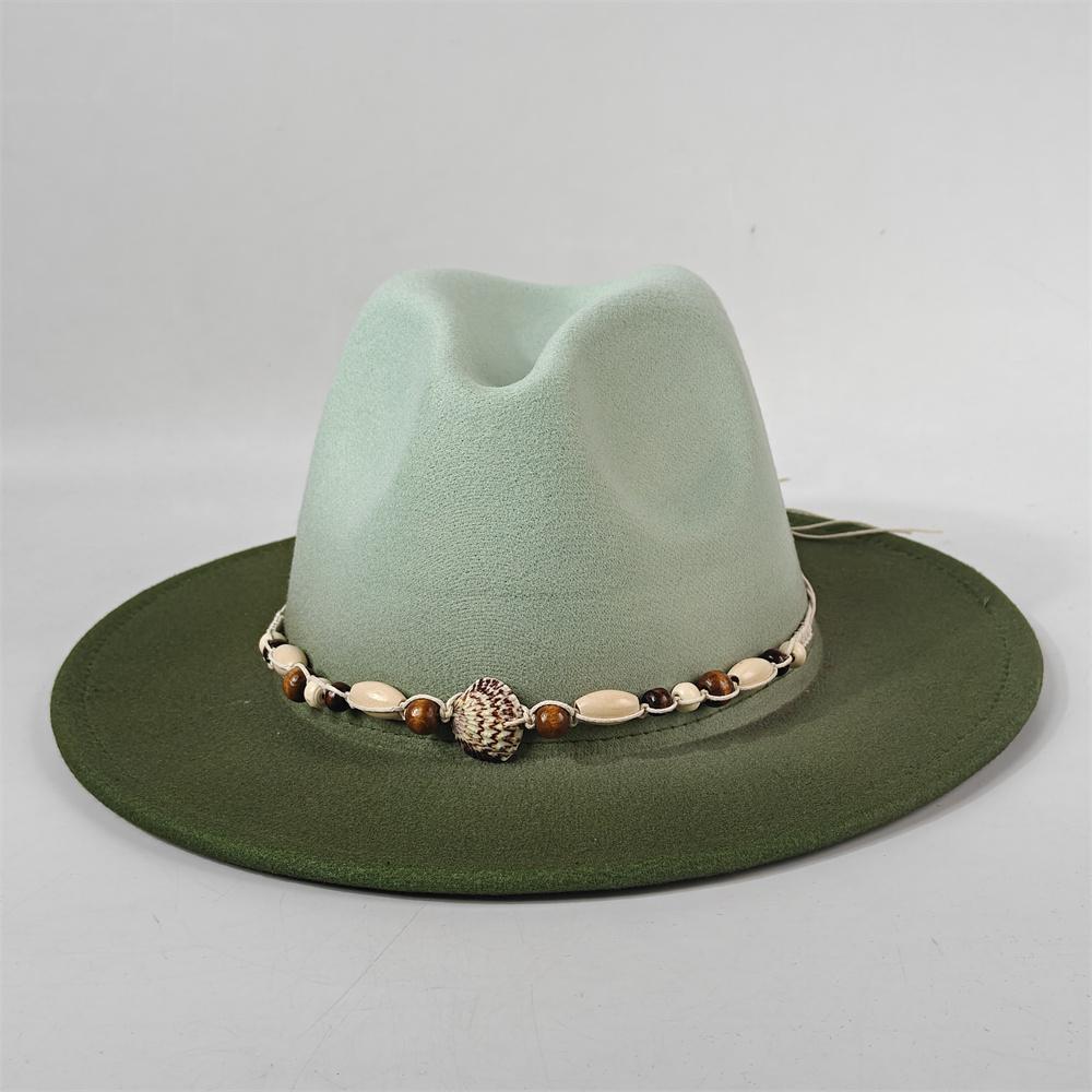 Gradient Color Fedora Wide Brim Felt Panama Hat with Belt Fedora Hat Men and Women for Painted Party Jazz Felt Hat Wholesale