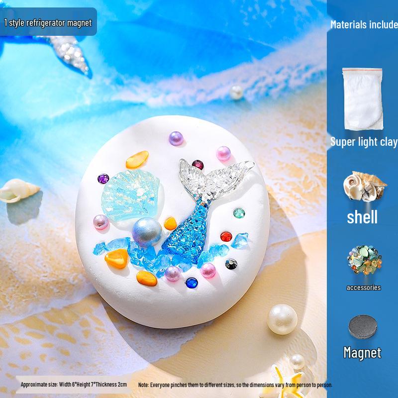 DIY Shell Clay Refrigerator Magnets: Parent-Child Creative Activity Kit