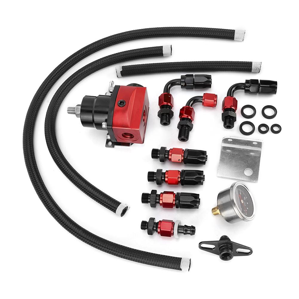Universal Adjustable Fuel Pressure Regulator Fuel Pressure Regulator Adjustable Car Fuel Pressure Regulator Kit W/Gauge 100PSI