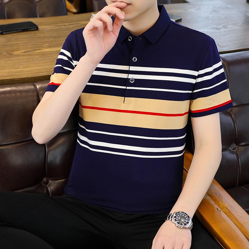 

Летняя рубашка поло с короткими рукавами, облегающий универсальный топ, мужская повседневная хлопковая футболка с короткими рукавами, рукав до локтя XXXXL