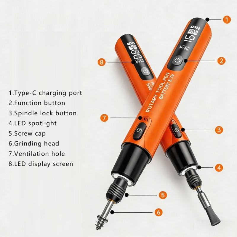 Travel Engraver Pen 12 Piece Accessories Set Ergonomic Hand Drill Tool For Home Workshop Jewelry Making