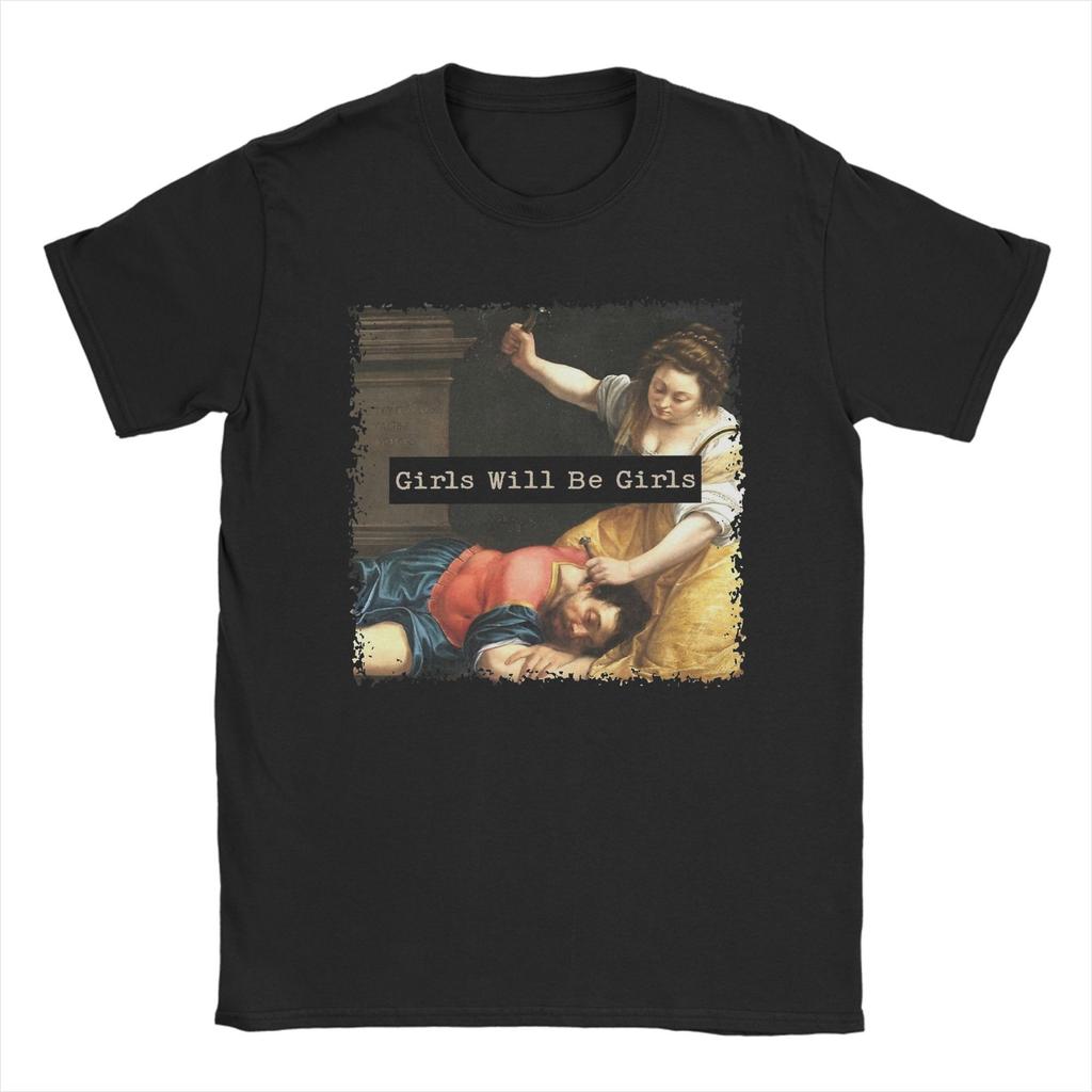 Mens T-Shirt Girl Will Be Girls Medusa Feminism Feminist Vintage T Shirts Fashion Beach Tee Shirt Pure Cotton Clothing Gift