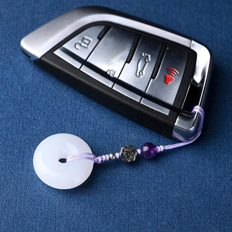 Vintage White Jade Buckle Pendant Phone Strap Chain Accessory Chinese Style Keychain Charm Unique Gift for Women Girls