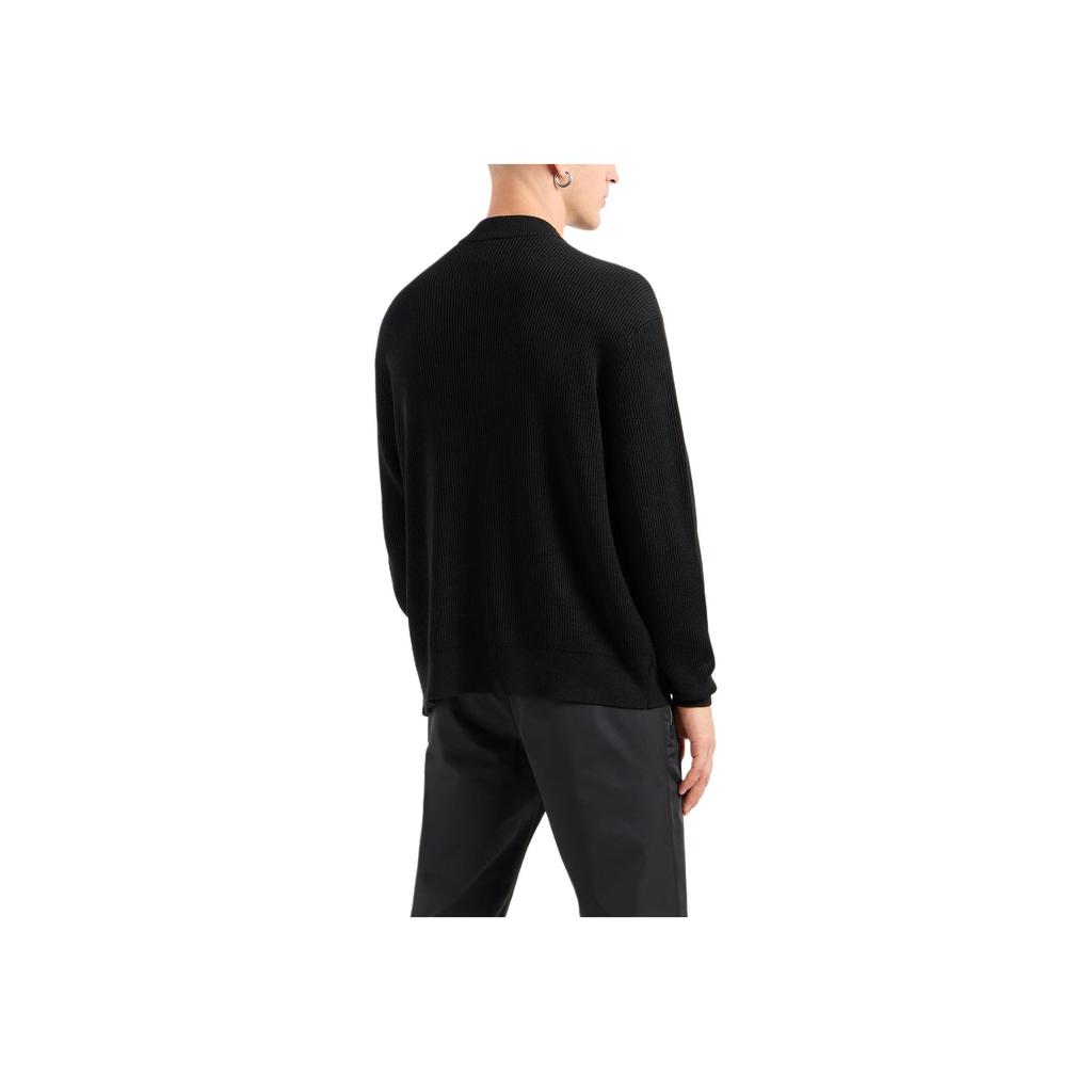Armani Exchange FW24 Zipper Pocket Logo Crew Neck Long Sleeve Sweater Men sweater Black XM000029-AF10348-UC001