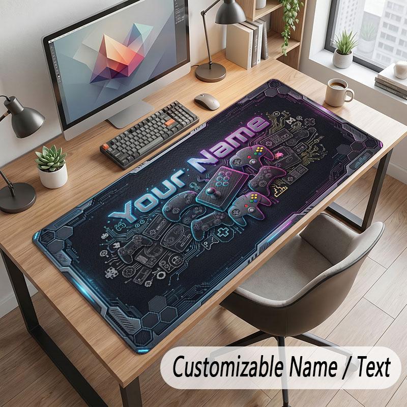 City Cyberpunk Theme Customized Mouse Pad Personalized Print Name Text Desk Mat For Home Office Table Decor