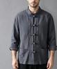 Mens Chinese Style Retro Stand Collar Cotton Linen Large Size Long Sleeve Tang Shirt
