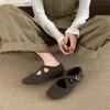 Grape Mother Studiolee Soft Cute Round Head Cross Buckle Sweet Wind Suede Light Mouth Fluffy Mary Jane Single Shoes