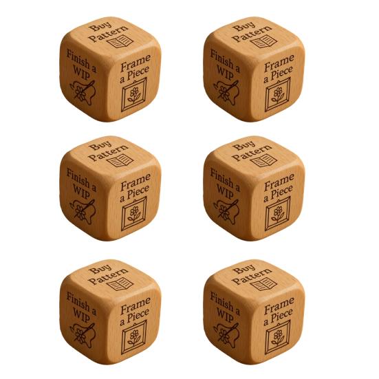 1/2/3/5/6/8Pcs Wooden Quilter Dice with 6 Engraved Quilting Tasks Solid Wood Quilting Embroidery Knitting Projects Baking Drinking Decision Dice Tools