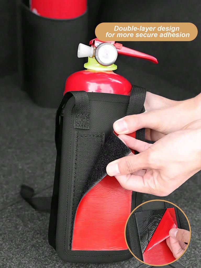 Car Fire Extinguisher Holder - PU Leather Car Storage Sleeve with Hook & Loop Fastener, Universal Fit for Seat Back & Trunk