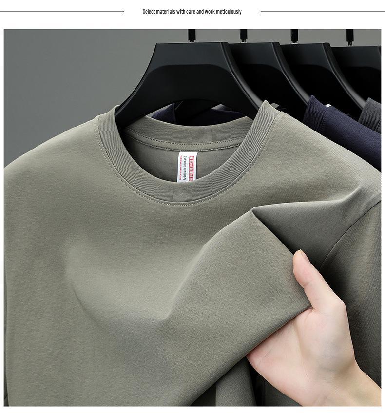 Camiseta de Manga Corta con Cuello Redondo Antibacteriana de Algodón Lyocell Sin Costuras para Hombre - Color Sólido Casual de Verano Capa Base