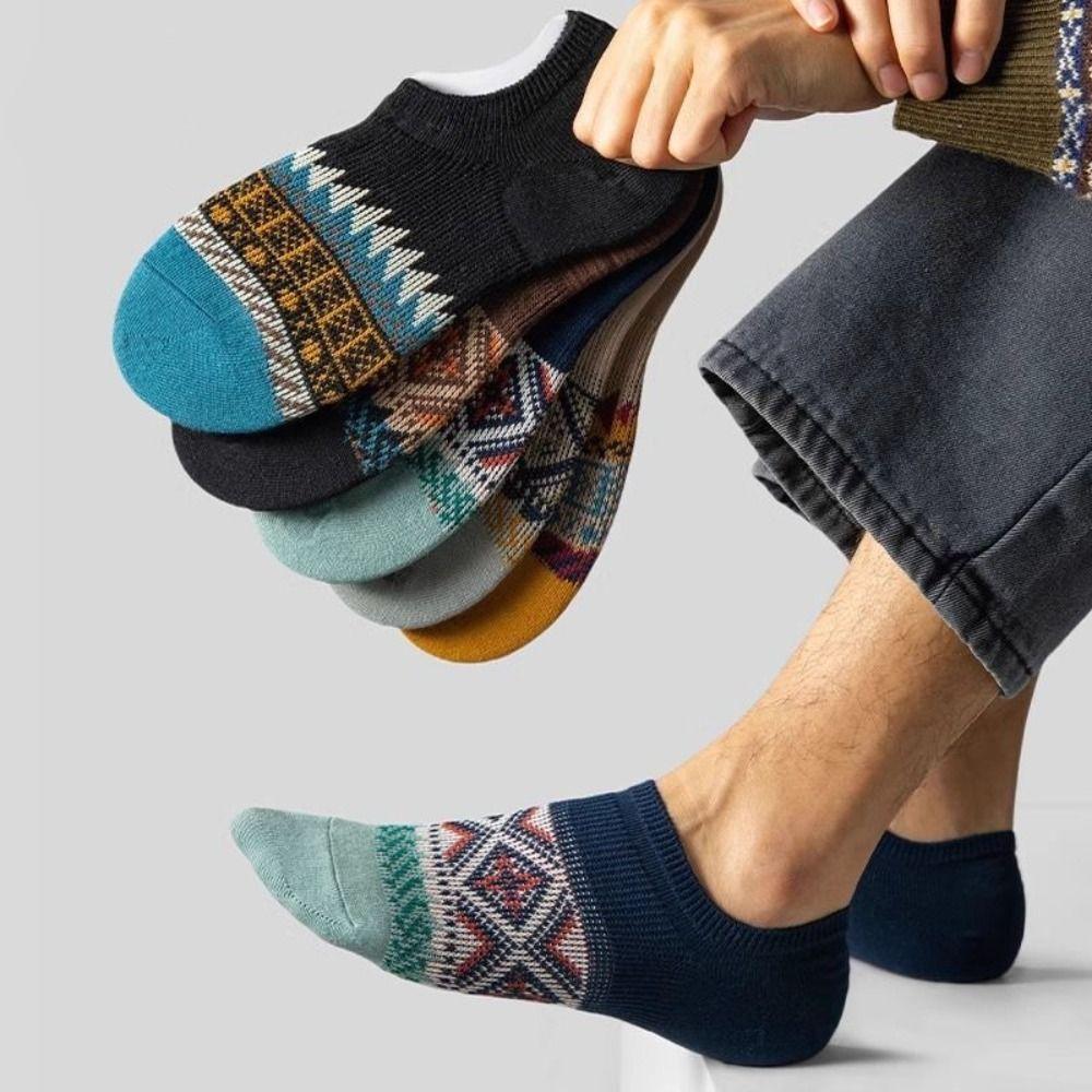 10Pairs Grid Patchwork Low-calf Socks Short Tube Invisible Socks Fashion Retro Boat Socks  Female