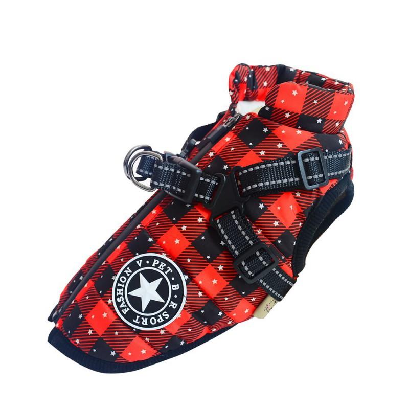 Warm Winter Dog Coat With Harness Small Medium Large Breeds Thick Cotton Pet Jacket All-Season