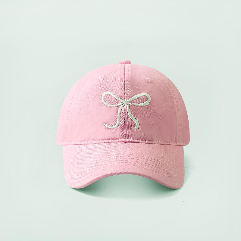 Summer hat women's Xiaoqing bow baseball cap solid color versatile street curved brim adjustable cap