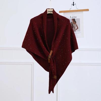Korean Style Colorful Sequin Wool Blend Triangle Shawl: Versatile, Fashionable, Warm Autumn/Winter Scarf