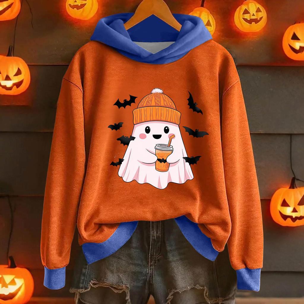 Women's Casual Fashion Halloween Printed Long Sleeve Hooded Sweatshirt