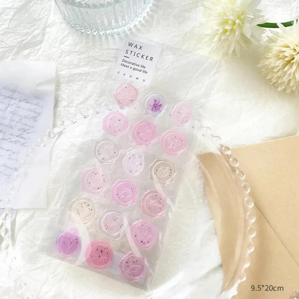 18 Stück Transparente vorgefertigte Wachsaufkleber, Selbstklebende Wachssiegelaufkleber Geburtstag Brautparty Party Geschenke Basteln Scrapbook Geschenk