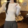 La Chapelle Women's Slim Fit Ribbed Crewneck Knit Sweater