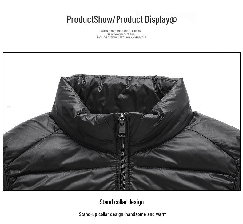 Pánská 2024 Podzim/Zima Lehká Luxusní Péřová Vesta se Stojáčkem