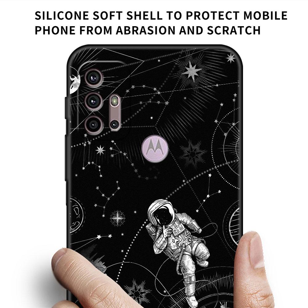 Hülle für Motorola G30 G60 G9 Play One Fusion Plus Edge 20 G8 Power Lite G22 G50 G200 G51 G71 Telefonabdeckung Space Cool Astronaut
