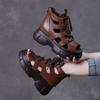 Soft leather cool boots high-top platform fashion open-toed fish mouth sandals 2025 summer new retro versatile Roman shoes women