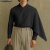 INCERUN Men Long Sleeve Ruffled Layers Patchwork Casual Cape Shirts
