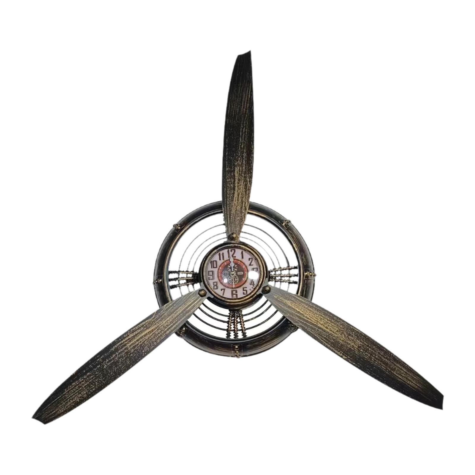 

Airplane Propeller Wall Decor Practical Aesthetic Ornament Vintage Design Hanging Clock for Store Hotel Bedroom Living Room бронзовый