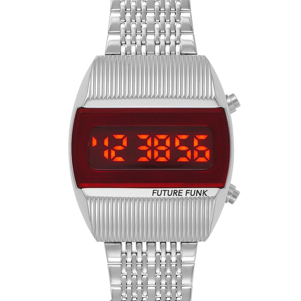 FUTURE FUNK Náramkové hodinky Digitální hodinky Vesmírný věk Záruka [Analogové × Design] Vodotěsné, Od výrobce, FF201-SV-MT (stříbrný)