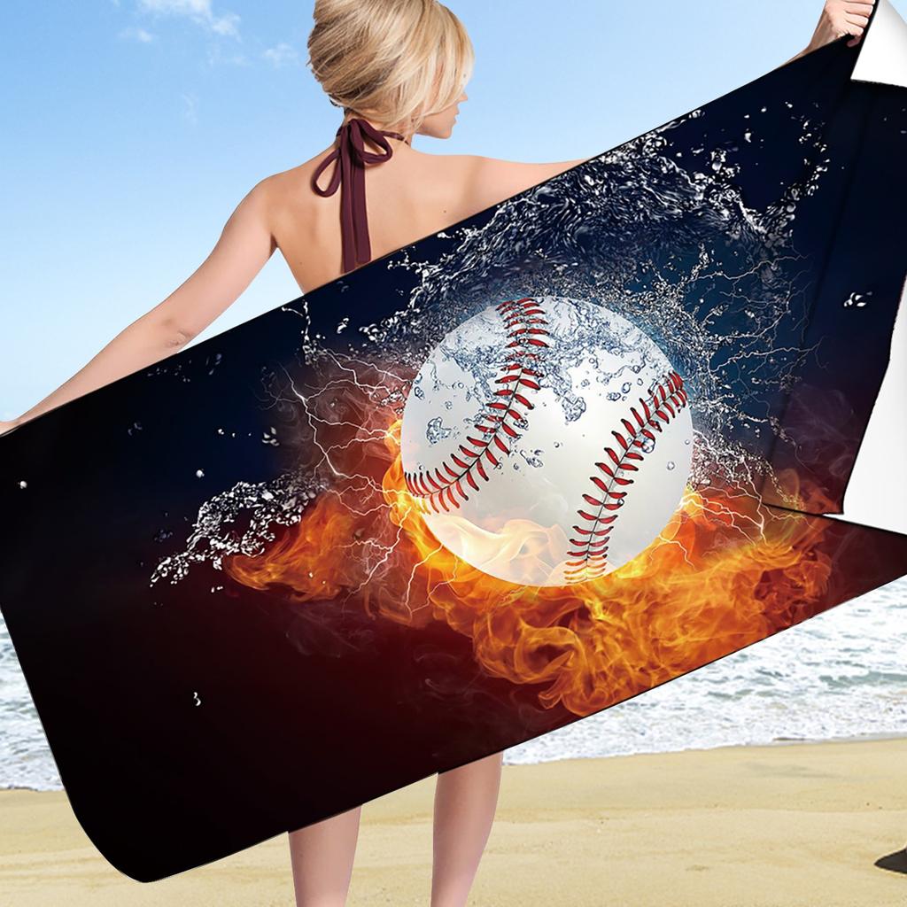 Baseball-Strandtuch, schnell trocknend, tragbar, Badetuch, Baseball-bedrucktes Strandtuch