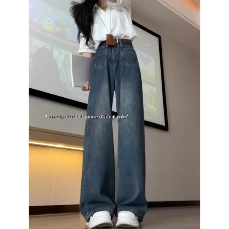 Women's Plus Size Fleece-Lined High Waist Straight Leg Jeans - 2025 Autumn/Winter Slimming Wide Leg Style