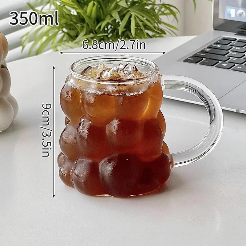 Korean Smile Glass Cup Cute Transparent Drinkware Stackable Transparent Bottle Breakfast Drinking Cups Coffee Utensil Couple Mug