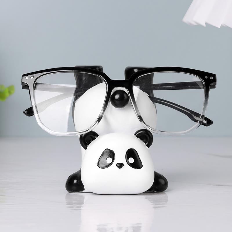 Animal Glasses Holder Resin Panda Shape Eyeglass Holder Funny Decorative Eyeglasses Organizer Display Stand for Nightstand Desk