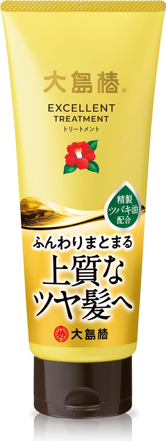 Oshima Tsubaki Excellent Treatment Camellia For and glossy damage and 200g Oil soft, manageable, hair. Anti-aging care, care, volume, softness.