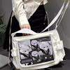 Original Daily Versatile Transparent Shoulder Canvas Campus Women's Pain Bag Food Amount Crossbody Pain Bag ()