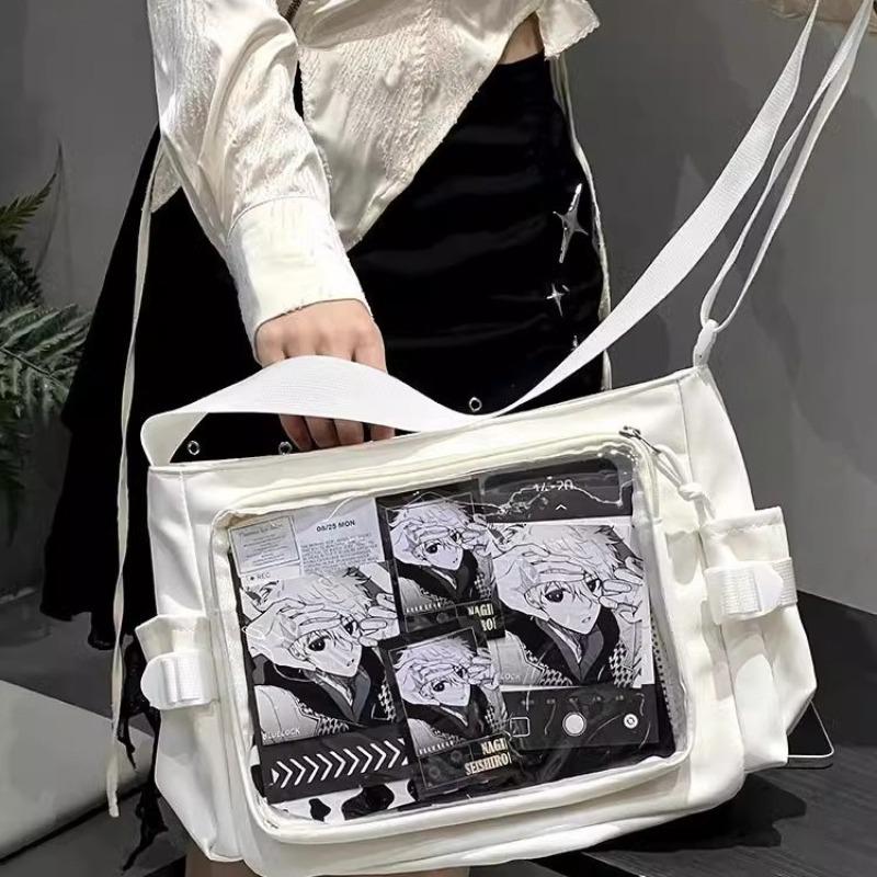 Original Daily Versatile Transparent Shoulder Canvas Campus Women's Pain Bag Food Amount Crossbody Pain Bag ()