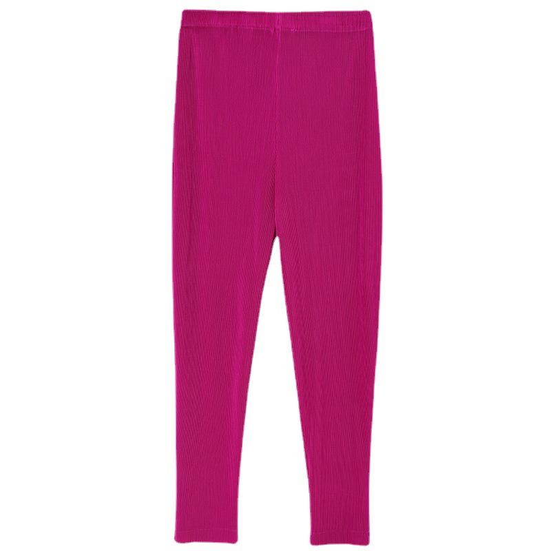 Women's Summer High Waist Vertical Stripe Pleated Cigarette Pants - Slimming Tapered Cropped Design